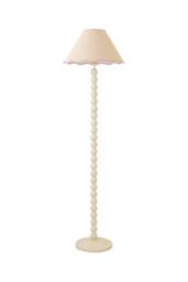 ValueLights Bobbin Colour Trim Linen Shade Cream Bobble Floor Lamp with Bulb in Baby Pink - thumbnail 6