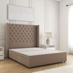 "BSSPOKE Winchester Divan Bed Plush Velvet 54""Headboard No Mattress No Drawers in Bronze - Size: Super King" - thumbnail 1