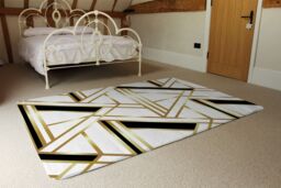 Benjamin Tate Design Golden Art Deco Designer Rug in Natural - Size: Large - thumbnail 3