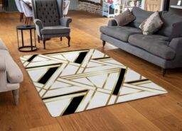 Benjamin Tate Design Golden Art Deco Designer Rug in Natural - Size: Large - thumbnail 2