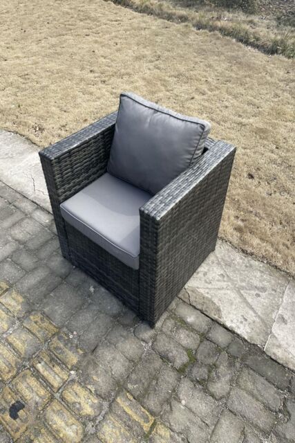 Fimous Rattan Single Chair Patio Outdoor With Thick Cushion in Dark Grey - image 1