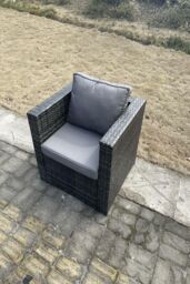 Fimous Rattan Single Chair Patio Outdoor With Thick Cushion in Dark Grey - thumbnail 2