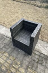 Fimous Rattan Single Chair Patio Outdoor With Thick Cushion in Dark Grey - thumbnail 3