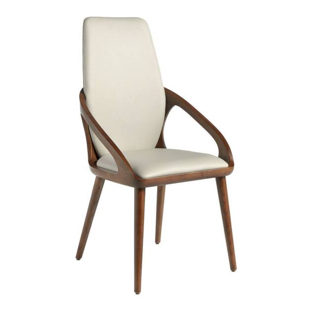 Angel Cerda Cream Leatherette Dining Chair with Walnut-Coloured - image 1