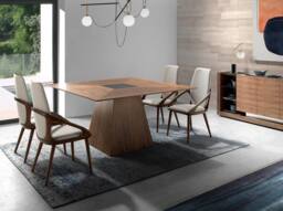 Angel Cerda Cream Leatherette Dining Chair with Walnut-Coloured - thumbnail 4