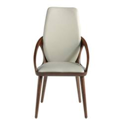 Angel Cerda Cream Leatherette Dining Chair with Walnut-Coloured - thumbnail 2