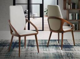 Angel Cerda Cream Leatherette Dining Chair with Walnut-Coloured - thumbnail 3