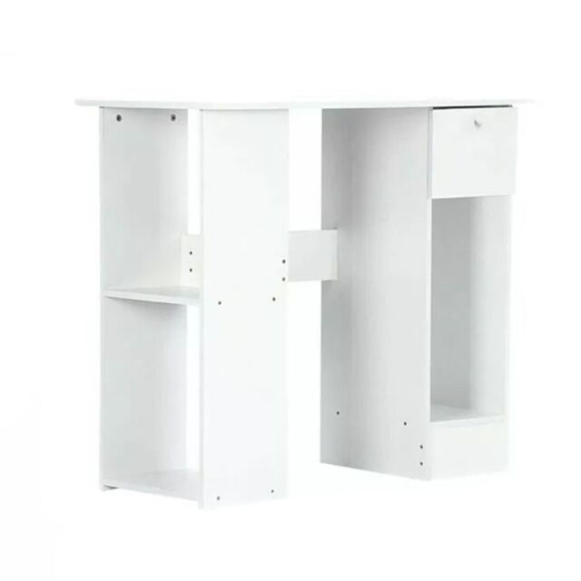 VOGREX Computer Desk H Shaped PC Laptop Gaming Table W/ Book Shelves Bookcase in White - Size: 100 cm x 15 cm - image 1