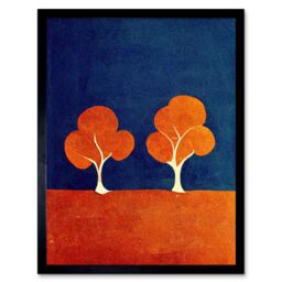 "Artery8 Wall Art Print Abstract Matisse Style Trees Forest Painting Yellow Blue Orange Green Art Framed - Size: W12"" x H16""" - thumbnail 1