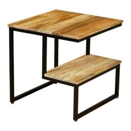 Jaipur Furniture Ltd Ravi Side Table - Mango Light Finish - Mango Wood/Iron - L50 x W50 x H50 cm - Light Finish in Brown - thumbnail 2