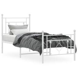 Berkfield Home Metal Bed Frame without Mattress with Footboard White 80x200cm - Size: 80x200 cm - thumbnail 3