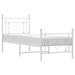 Berkfield Home Metal Bed Frame without Mattress with Footboard White 80x200cm - Size: 80x200 cm - thumbnail 1