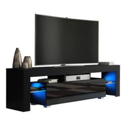 Mex Furniture LTD TV Unit Aria 160cm - Black with Gloss Doors & LED Lights - thumbnail 5