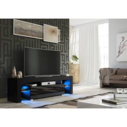 Mex Furniture LTD TV Unit Aria 160cm - Black with Gloss Doors & LED Lights - thumbnail 4