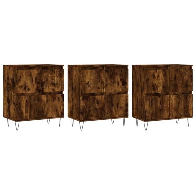 Berkfield Home Sideboards 3 pcs Smoked Oak Engineered Wood in Brown - image 1