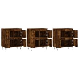 Berkfield Home Sideboards 3 pcs Smoked Oak Engineered Wood in Brown - thumbnail 4