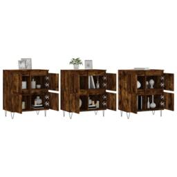 Berkfield Home Sideboards 3 pcs Smoked Oak Engineered Wood in Brown - thumbnail 3