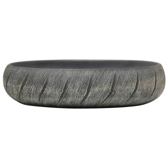 Berkfield Home Durable Countertop Basin Black & Grey Oval 59x40x15 cm Ceramic - Size: 59 x 40 x 15 cm - image 1