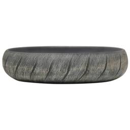 Berkfield Home Durable Countertop Basin Black & Grey Oval 59x40x15 cm Ceramic - Size: 59 x 40 x 15 cm - thumbnail 1