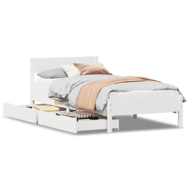 Berkfield Home Bed Frame without Mattress White 90x200 cm Solid Wood Pine - image 1
