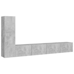 Berkfield Home 3 Piece TV Cabinet Set Concrete Grey Engineered Wood - thumbnail 2