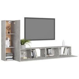 Berkfield Home 3 Piece TV Cabinet Set Concrete Grey Engineered Wood - thumbnail 3