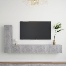 Berkfield Home 3 Piece TV Cabinet Set Concrete Grey Engineered Wood - thumbnail 1
