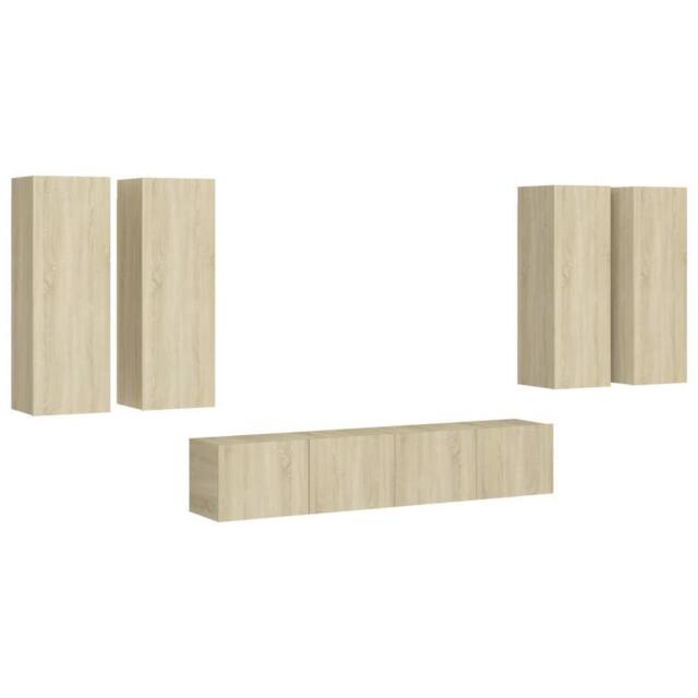 Berkfield Home 6 Piece TV Cabinet Set Sonoma Oak Engineered Wood in Light Oak - image 1