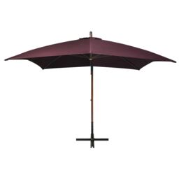 Berkfield Home Hanging Parasol with Pole Bordeaux Red 3x3 m Solid Fir Wood - thumbnail 2