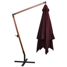 Berkfield Home Hanging Parasol with Pole Bordeaux Red 3x3 m Solid Fir Wood - thumbnail 3