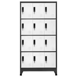 Berkfield Home Locker Cabinet Anthracite & White 90x45x180 cm Steel in Charcoal - Size: 90 x 45 x 180 cm - thumbnail 3