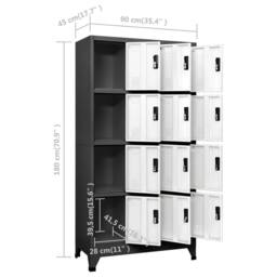 Berkfield Home Locker Cabinet Anthracite & White 90x45x180 cm Steel in Charcoal - Size: 90 x 45 x 180 cm - thumbnail 8