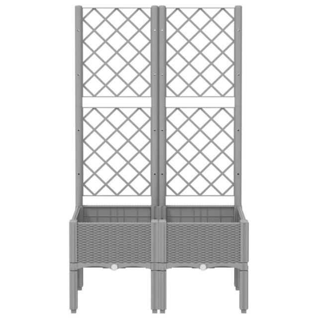 Berkfield Home Garden Planter with Trellis Light Grey 80x40x142 cm PP - Size: 80 x 40 x 142 cm - image 1