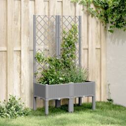 Berkfield Home Garden Planter with Trellis Light Grey 80x40x142 cm PP - Size: 80 x 40 x 142 cm - thumbnail 2