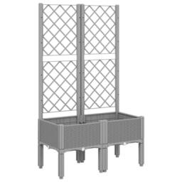 Berkfield Home Garden Planter with Trellis Light Grey 80x40x142 cm PP - Size: 80 x 40 x 142 cm - thumbnail 3