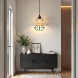 Living and Home attan & Iron Bar Pendant Light Basket-Weave Kitchen Island Lighting in Natural - thumbnail 2
