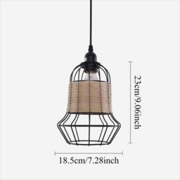 Living and Home attan & Iron Bar Pendant Light Basket-Weave Kitchen Island Lighting in Natural - thumbnail 5