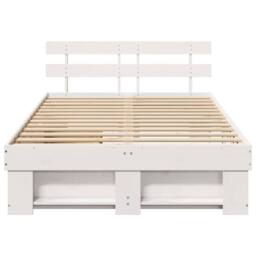 Berkfield Home White White Bed Frame with Drawers - 135x190 cm Solid Pine Wood - thumbnail 8