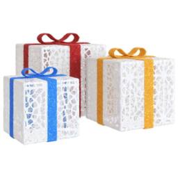 Berkfield Home Lighted Christmas Boxes 3 pcs 64 LEDs Warm White - thumbnail 5