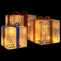 Berkfield Home Lighted Christmas Boxes 3 pcs 64 LEDs Warm White - thumbnail 3
