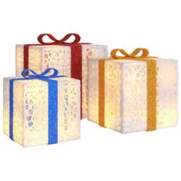 Berkfield Home Lighted Christmas Boxes 3 pcs 64 LEDs Warm White - thumbnail 1