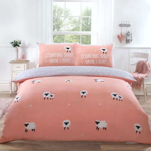 Rapport Home Counting Sheep Microfibre Duvet Cover Set Cover with Pillowcase in Dusty Pink - Size: King - image 1