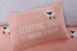 Rapport Home Counting Sheep Microfibre Duvet Cover Set Cover with Pillowcase in Dusty Pink - Size: King - thumbnail 2