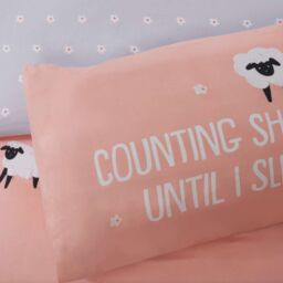 Rapport Home Counting Sheep Microfibre Duvet Cover Set Cover with Pillowcase in Dusty Pink - Size: King - thumbnail 3