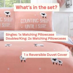 Rapport Home Counting Sheep Microfibre Duvet Cover Set Cover with Pillowcase in Dusty Pink - Size: King - thumbnail 4