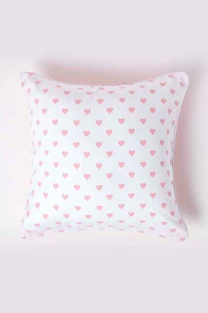 Homescapes Cotton Hearts Cushion Cover in Pink - Size: 60 cm x 60 cm - image 1