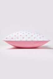 Homescapes Cotton Hearts Cushion Cover in Pink - Size: 60 cm x 60 cm - thumbnail 3