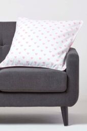 Homescapes Cotton Hearts Cushion Cover in Pink - Size: 60 cm x 60 cm - thumbnail 2
