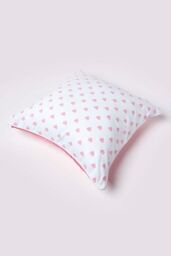 Homescapes Cotton Hearts Cushion Cover in Pink - Size: 60 cm x 60 cm - thumbnail 4