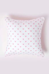 Homescapes Cotton Hearts Cushion Cover in Pink - Size: 60 cm x 60 cm - thumbnail 1